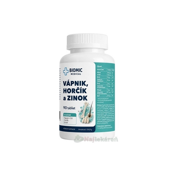 BIOMIC Vápník Hořčík Zinek 90 tablet