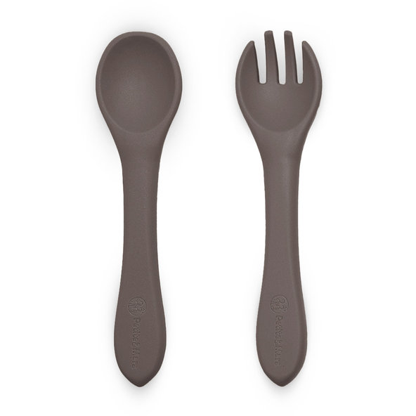 PETITE&MARS Příbor silikonový Take&Match Bitter Cocoa 6m+