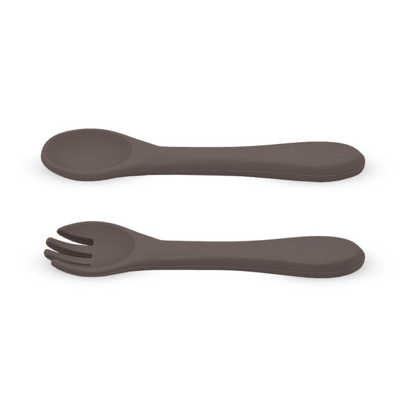 PETITE&MARS Příbor silikonový Take&Match Bitter Cocoa 6m+