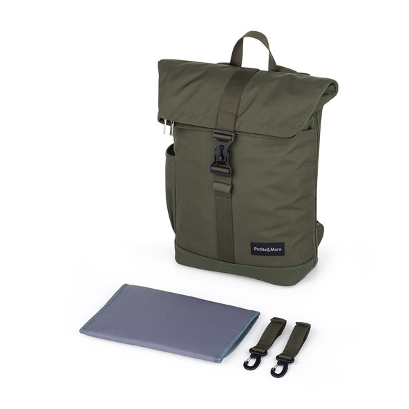 PETITE&MARS Batoh přebalovací na kočárek Jackob Military Green