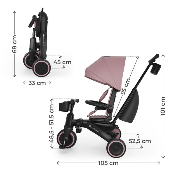 Kinderkraft trojkolka Jazz 3 Pink 9m+