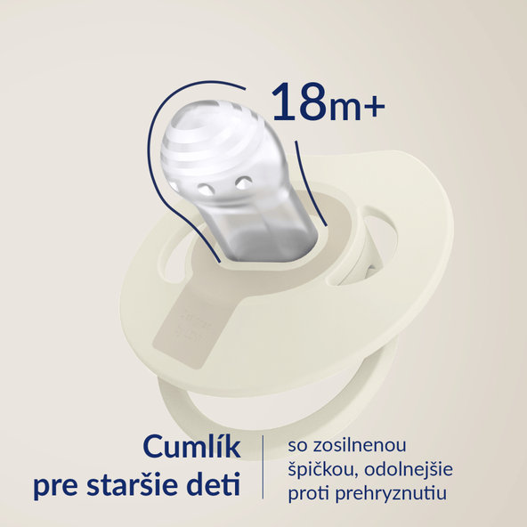 LOVI Prime Dudlík dynamický silikonový svítící Ivory/Blush 6–18 m 2 ks