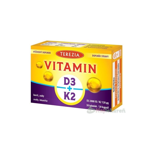 Terezia Vitamín D3 2000 IU a K2 120 μg 30 kapslí