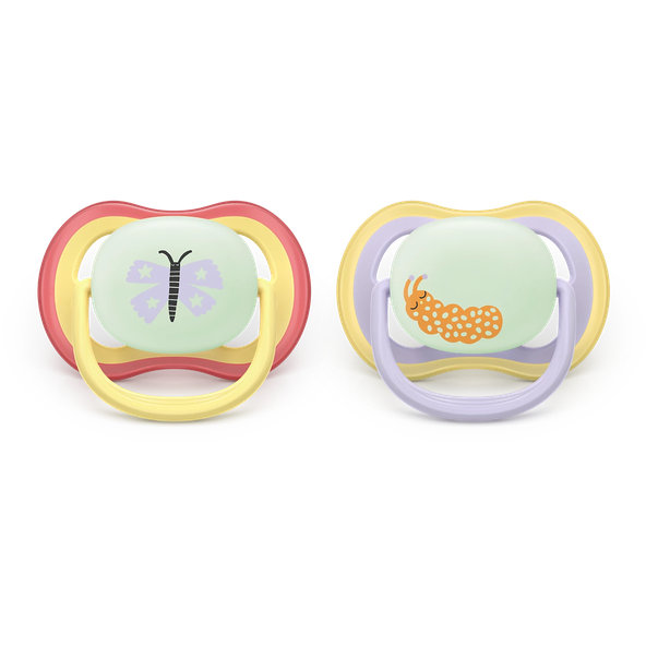 Philips AVENT Dudlík Ultra air s obrázkem noční 0-6 m fialový/žlutý 2ks
