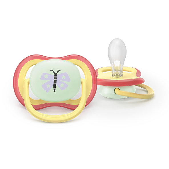 Philips AVENT Dudlík Ultra air s obrázkem noční 0-6 m fialový/žlutý 2ks
