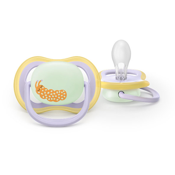 Philips AVENT Dudlík Ultra air s obrázkem noční 0-6 m fialový/žlutý 2ks