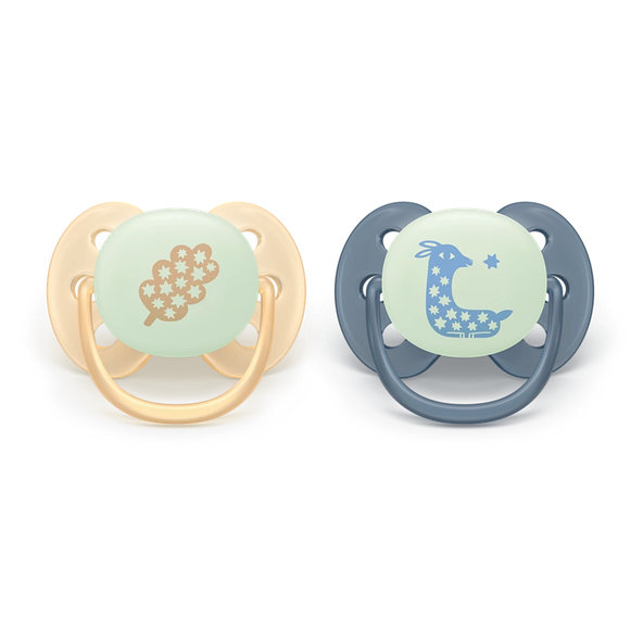 Philips AVENT Dudlík Ultra soft s obrázkem noční neutral 6-18 m 2 ks