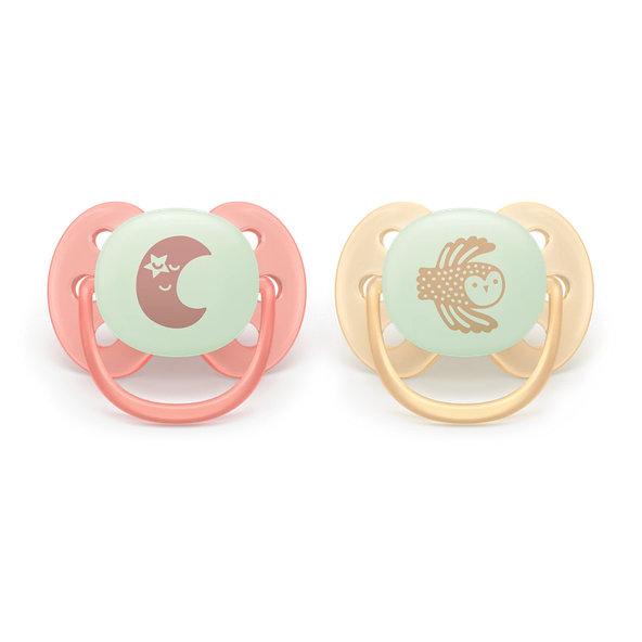 Philips AVENT Dudlík Ultra soft s obrázkem noční neutral 0-6 m 2 ks