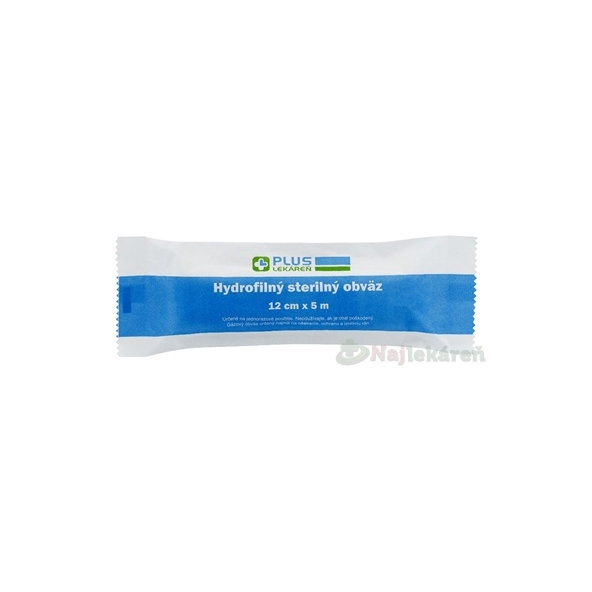 Plus Lekáreň Hydrofilní sterilní obvaz 12 cm x 5 m 1 ks