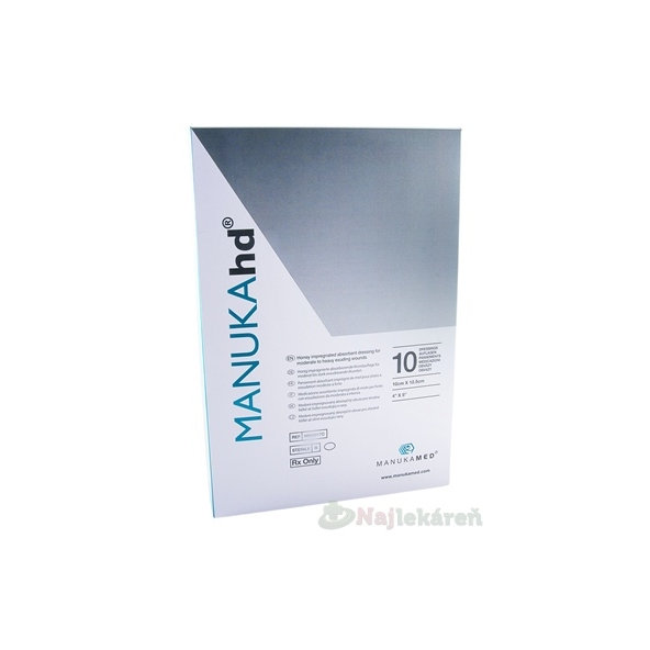 MANUKAhd obvaz impregnovaný medem 10 × 12,5 cm 10 ks