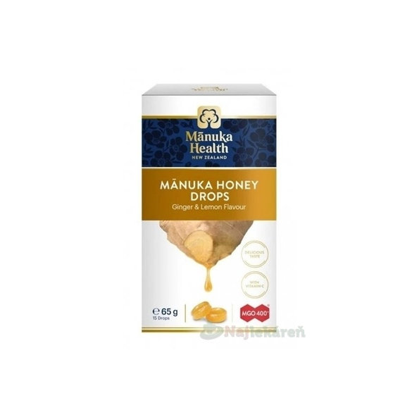 Manuka Health Manuka Honey drops pastilky zázvor citron 15 ks