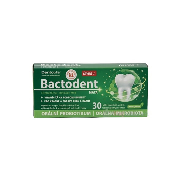 favea Bactodent s vitamínem D mátová příchuť 30 žvýkacích tablet
