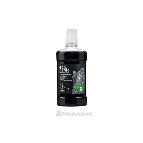 EcoDenta Extraordinary Whitening ústní voda černé uhlí 500 ml
