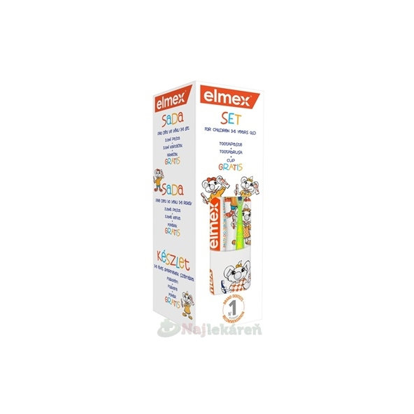 Elmex dětská sada kartáček + zubní pasta 50 ml + kelímek zdarma