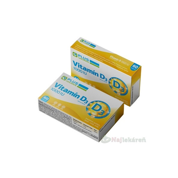 Plus Lekáreň Vitamin D3 1000 IU 60 kapslí