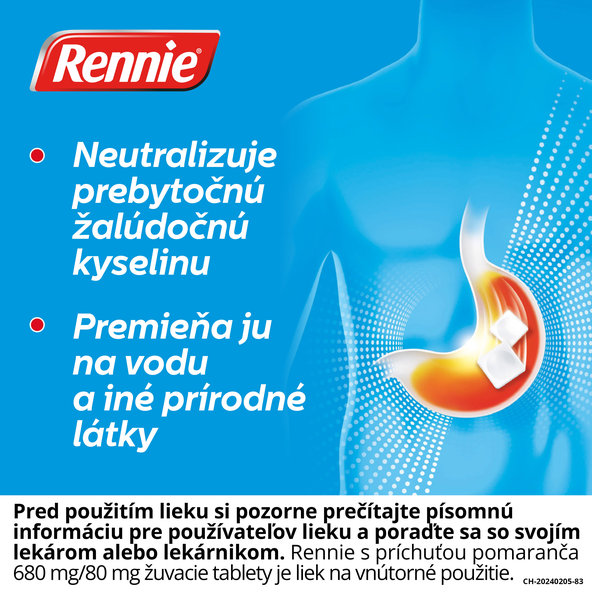 Rennie 680 mg/80 mg pomeranč žvýkací tablety 48 ks