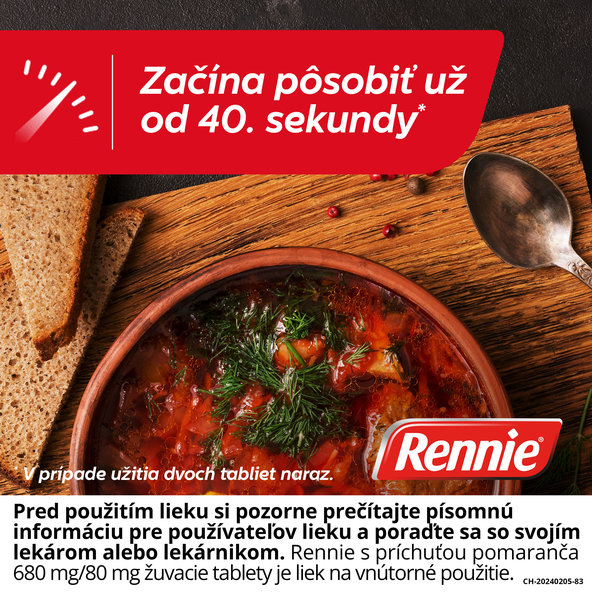 Rennie 680 mg/80 mg pomeranč žvýkací tablety 48 ks