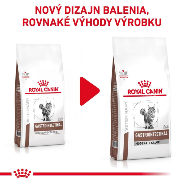 Royal Canin Gastrointestinal Moderate Calorie granule pro kočky s gastrointestinálními obtížemi se sklonem k nadváze 2 kg