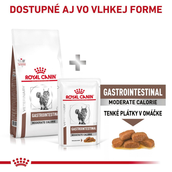Royal Canin Gastrointestinal Moderate Calorie granule pro kočky s gastrointestinálními obtížemi se sklonem k nadváze 2 kg