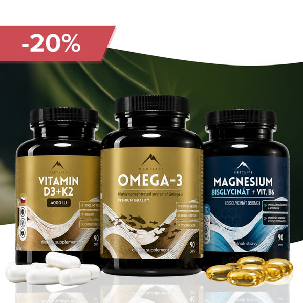 Hrotlife Podzimní protokol Vitamin D3+K2 + Omega-3 + Magnesium bisglycinát