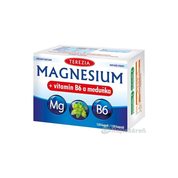 Terezia Magnesium + vitamín B6 a meduňka 120 kapslí