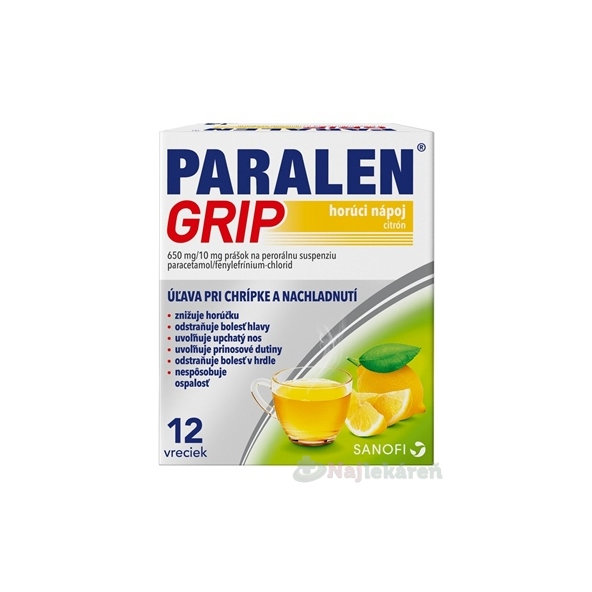 PARALEN GRIP horký nápoj citrón 12 vrecúšok