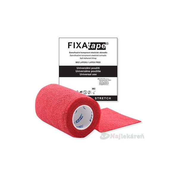 FIXAtape STRETCH Samofixační obínadlo červené 7,5cm x 450cm 1 ks