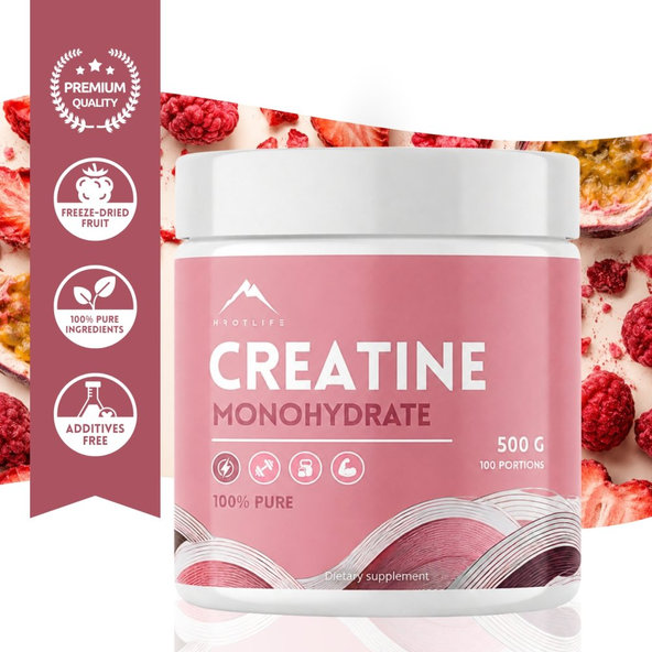 Hrotlife Kreatin monohydrát LYOTASTE™ Malina 500 g