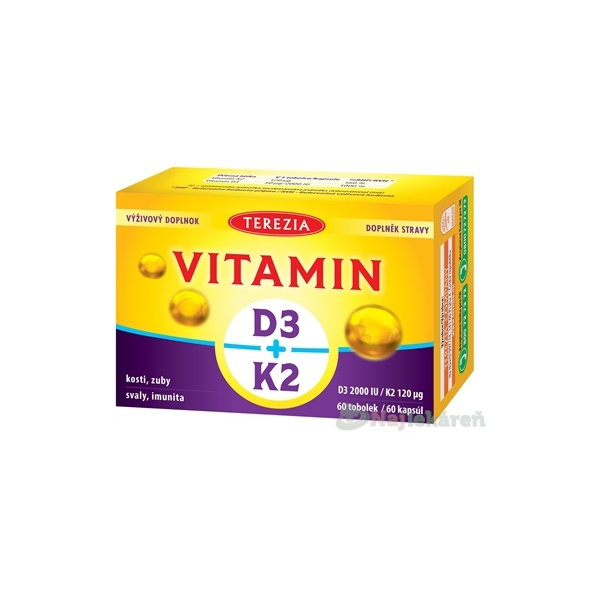 Terezia Vitamín D3 2000 IU + K2 120 mcg 60 kapslí