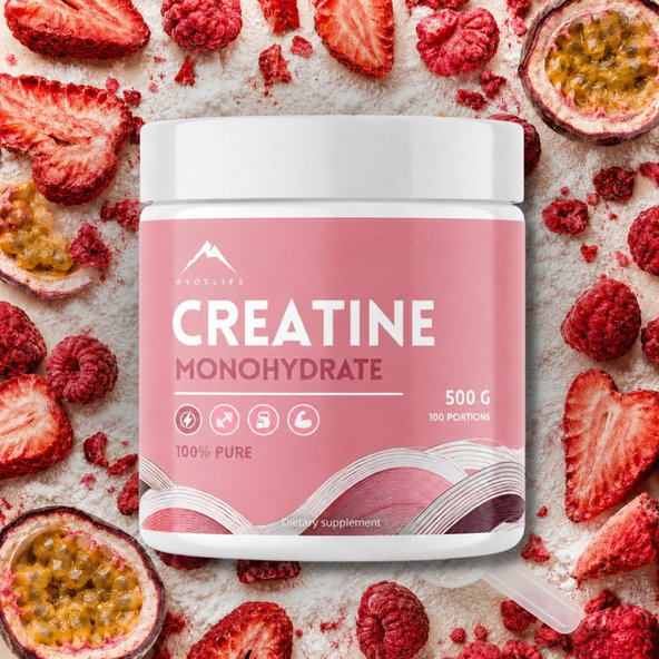 Hrotlife Kreatin monohydrát LYOTASTE™ Malina 500 g