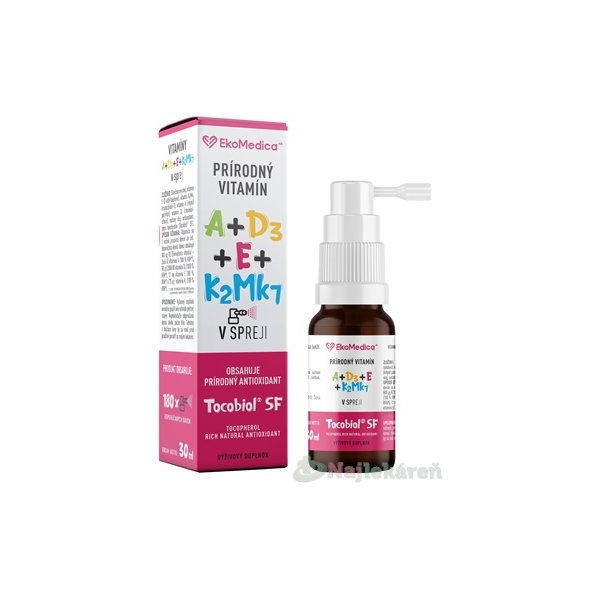 EkoMedica SK Přírodní Vitamín A, E, D3, K2MK7 sprej 30 ml