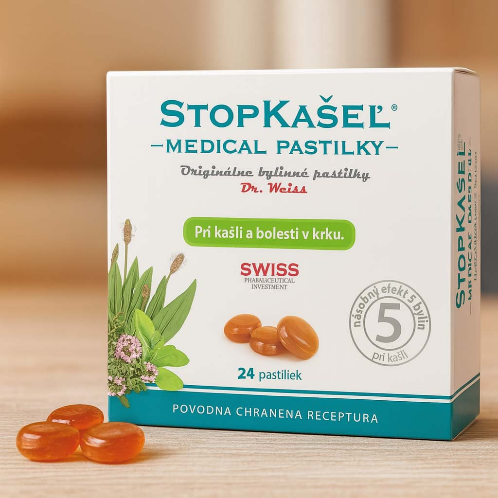  Dr.Weiss STOPKAŠEĽ Medical PASTILKY na bolesť hrdla 24ks