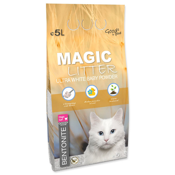 Magic Litter Bentonite Ultra White Baby Powder podestýlka 4,4 kg / 5 l