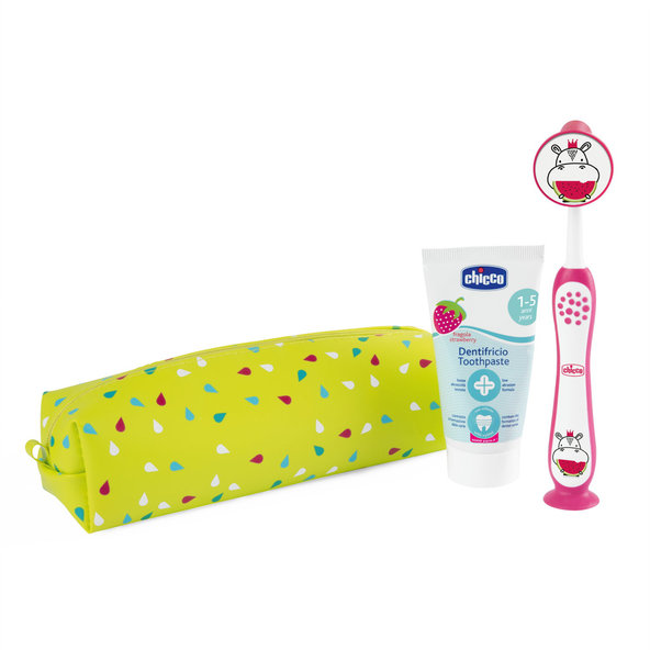 Chicco zubní set kartáček a pasta Hippo 3 r+