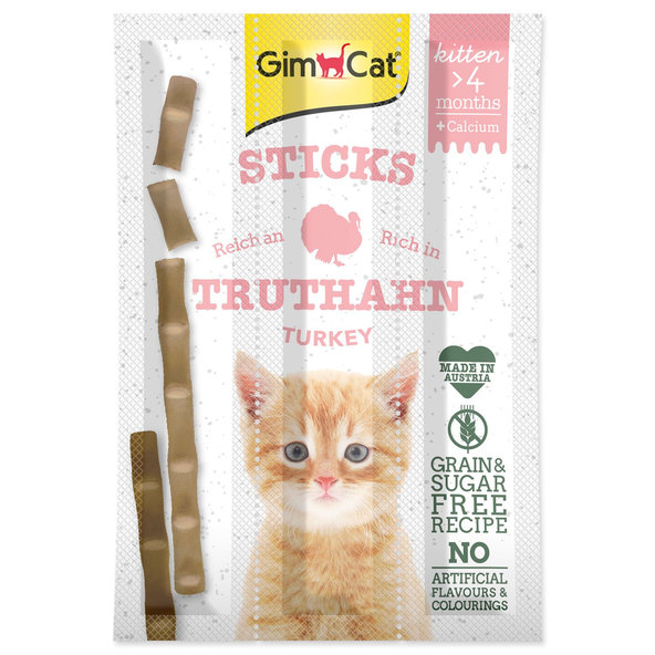 GimCat Kitten krůtí a vápník pamlsek tyčinky 3ks