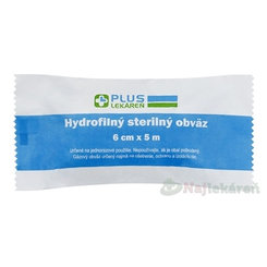 Plus Lekáreň Hydrofilní sterilní obvaz 6 cm x 5 m