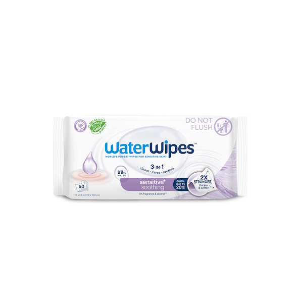 WATERWIPES Vlhčené ubrousky Soothing Clean bez obsahu plastů 60 ks