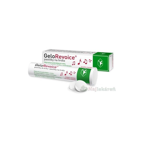 GeloRevoice pastilky na bolest v krku třešeň a mentol 10 pastilek
