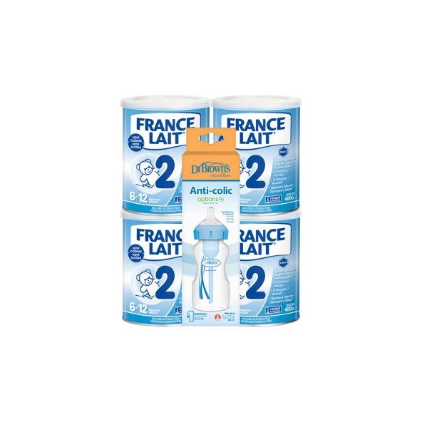 France Lait 2 4×400 g + Dr.Brown's Options+ 270 ml modrá