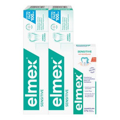 Elmex Sensitive zubní pasta Duopack 2×100 ml + ústní voda 100 ml