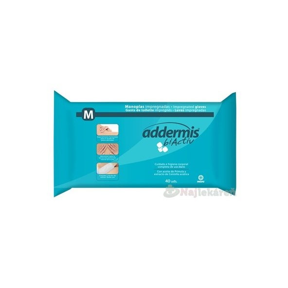Addermis biActiv vlhčené rukavice M 40 ks