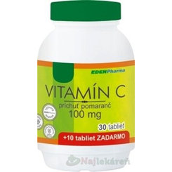EDENPharma Vitamín C 100 mg pomeranč 30 + 10 tablet zdarma