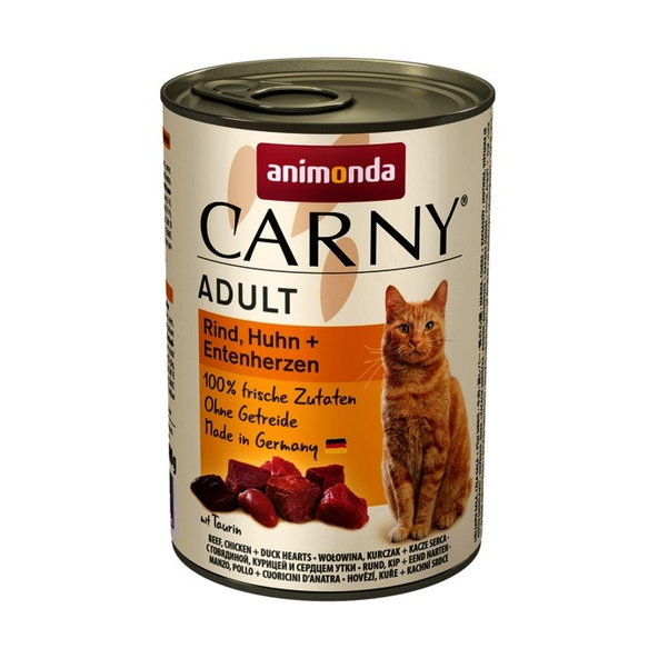 Animonda Carny® Adult konzerva pro kočky hovězí kuře a kachní srdce 400 g