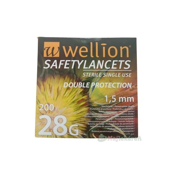 WELLION SafetyLancets 28G 1,5 mm 200 ks lancet