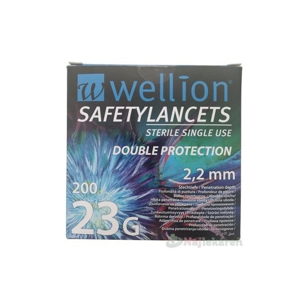 WELLION SafetyLancets 23G 2,2 mm 200 ks lancet