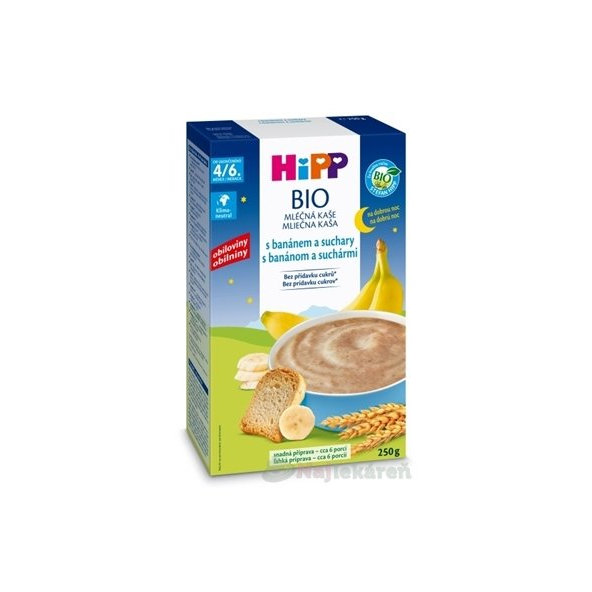 HiPP BIO mléčná kaše Dobrou noc banán a sušenky 250 g