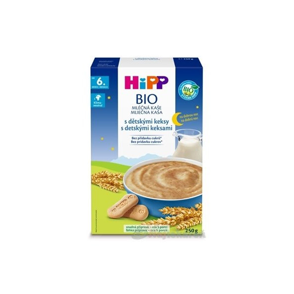 HiPP BIO mléčná kaše Dobrou noc dětské sušenky 6m+ 250 g