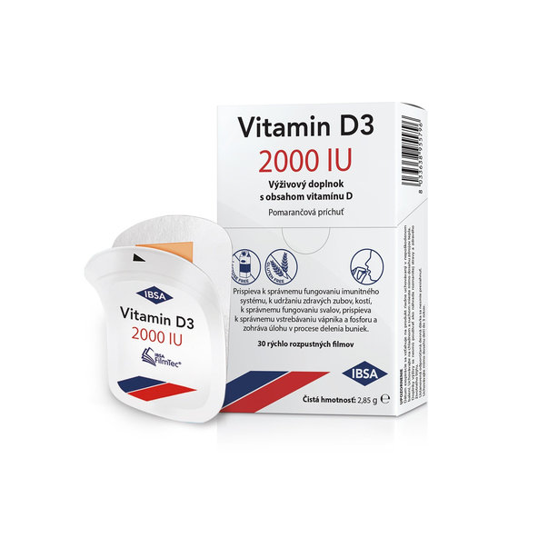 IBSA Vitamin D3 2000 IU pomeranč 30 filmů