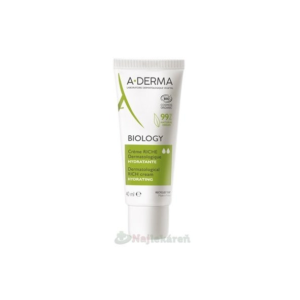 A-DERMA Biology výživný hydratační krém pro suchou pleť 40 ml