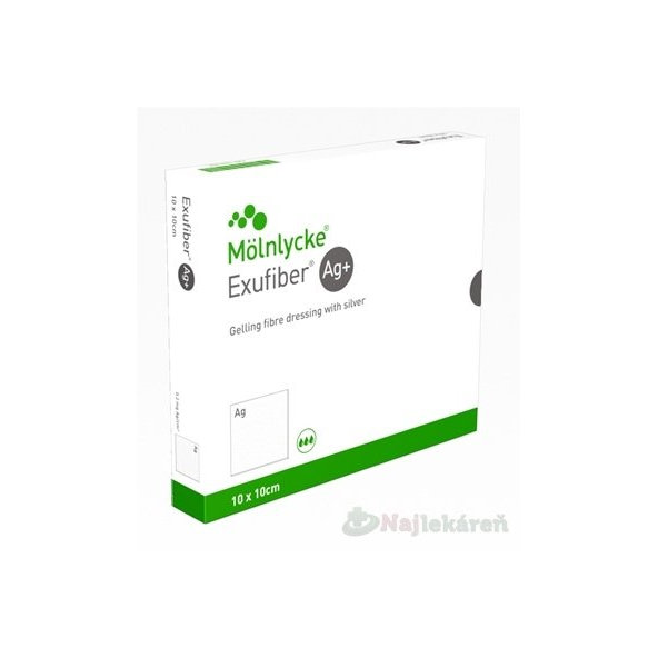 Exufiber Ag+ hydrovláknité krytí se stříbrem 10×10 cm 10 ks